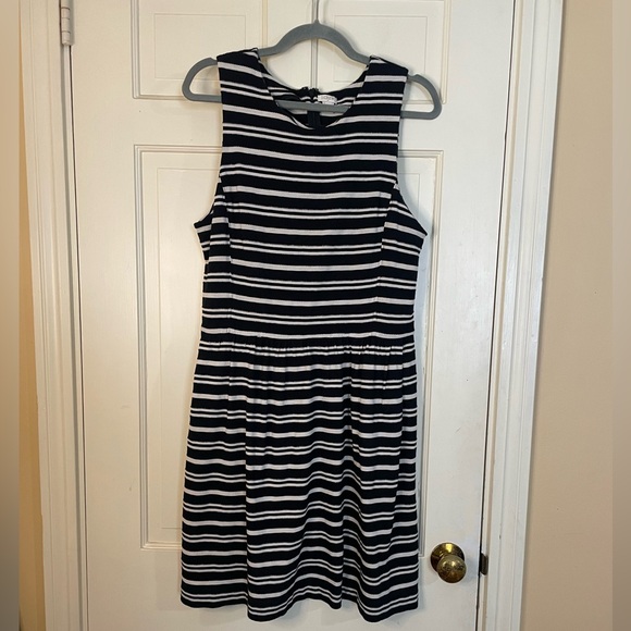 J Crew Black Cream Striped Sleeveless Dress - Women's Size Large - Picture 8 of 8